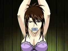 Anime tied up sex prisoner gets body teased in group